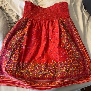 Short, colorful dress/swim coverup.